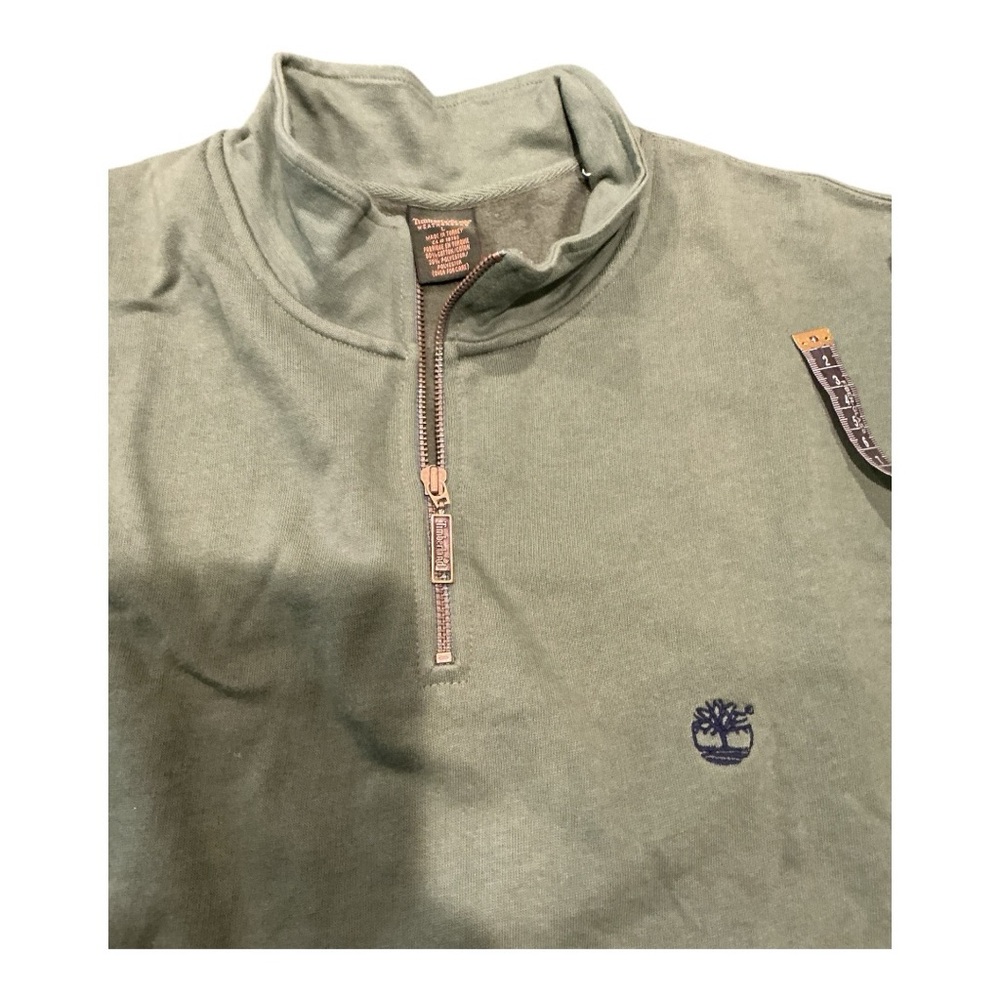 Timberland Weathergear Men’s Quarter Zip Pullover Sweatshirt Size L Olive Green - Picture 6 of 9